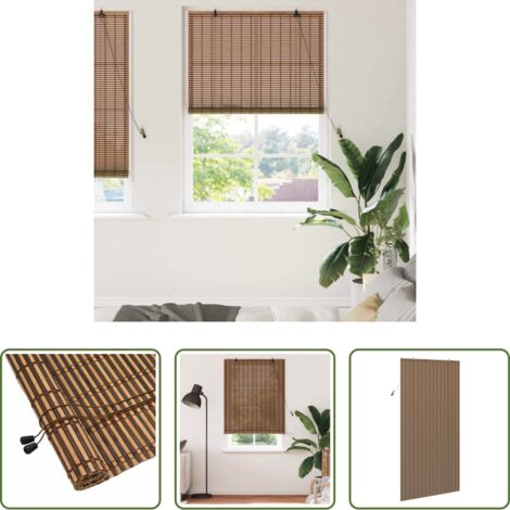 Cortinas -  Estor enrollable con cortinas Manual Marrón 100 x 220 cm Bambú