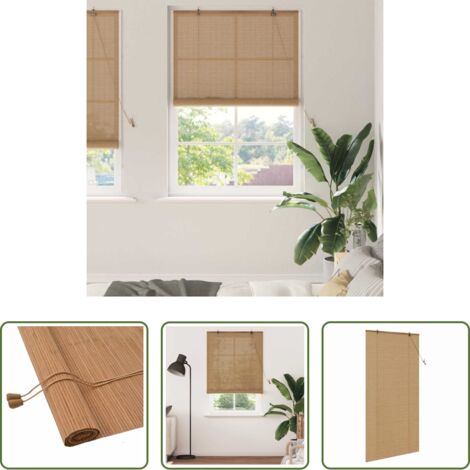 Cortinas -  Estor enrollable con cortinas Manual Marrón 120 x 220 cm Bambú