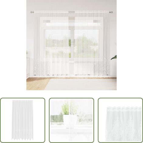 Cortinas florales -  Cortina de Encaje con cortinas Floral 245 x 200 cm Poliéster