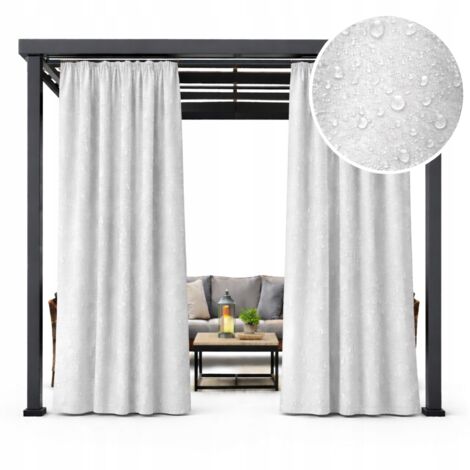 Cortinas impermeables para jardín, 155x230 cm, para exteriores, terraza o balcón, color gris claro.