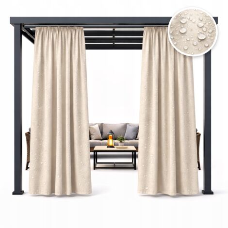 Cortinas impermeables para jardín de 155x220 cm para exteriores, terraza o balcón, color beige claro.