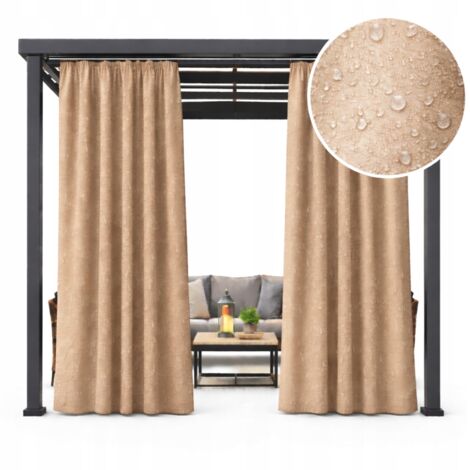 Cortinas impermeables para jardín de 155x230 cm para terraza, balcón o pérgola, color beige.