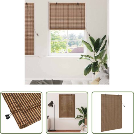 Cortinas marrón -  Estor enrollable con cortinas Manual Marrón 110 x 160 cm Bambú