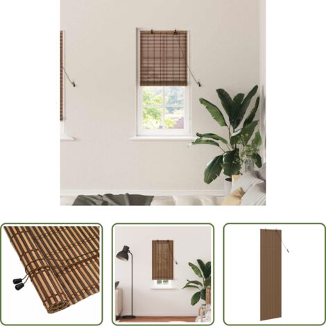 Cortinas marrón -  Estor enrollable con cortinas Manual Marrón 60 x 220 cm Bambú