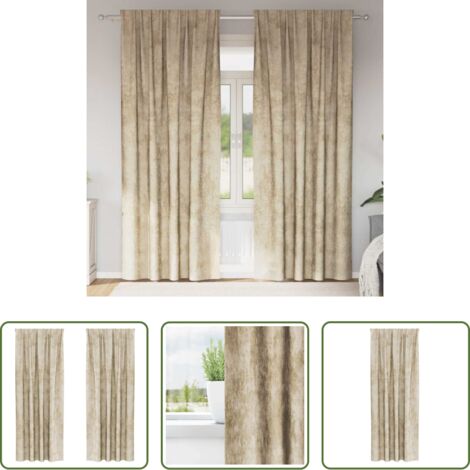 Cortinas modernas -  Cortinas de Terciopelo 2 pcs Crema 260 x 140 cm Terciopelo