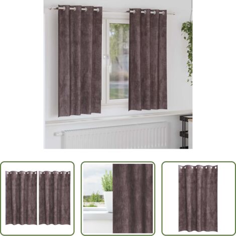 Cortinas modernas -  Cortinas de Terciopelo 2 pcs Marrón 175 x 140 cm Terciopelo
