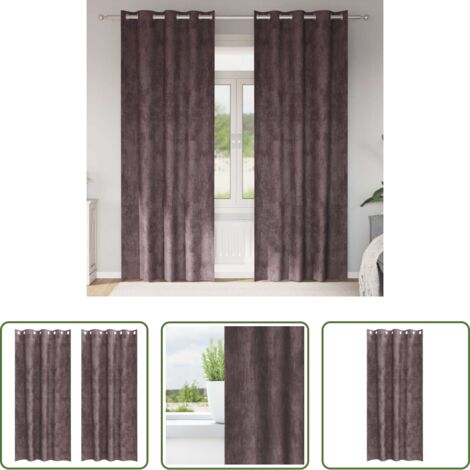 Cortinas modernas -  Cortinas de Terciopelo 2 pcs Marrón 245 x 140 cm Terciopelo