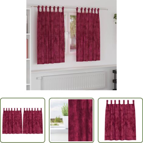 Cortinas modernas -  Cortinas de Terciopelo 2 pcs Rojo vino 140 x 140 cm Terciopelo