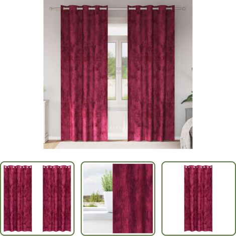 Cortinas modernas -  Cortinas de Terciopelo 2 pcs Rojo vino 260 x 140 cm Terciopelo
