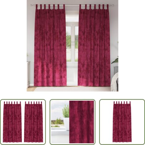 Cortinas modernas -  Cortinas de Terciopelo 2 pcs Rojo vino tinto 245 x 140 cm