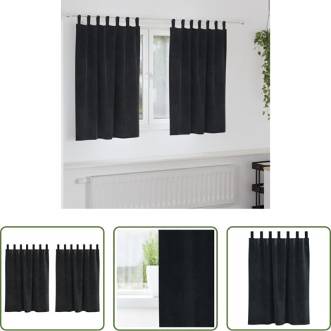 Cortinas negras -  Cortinas opacas 2 pcs Negro 140 x 140 cm Terciopelo