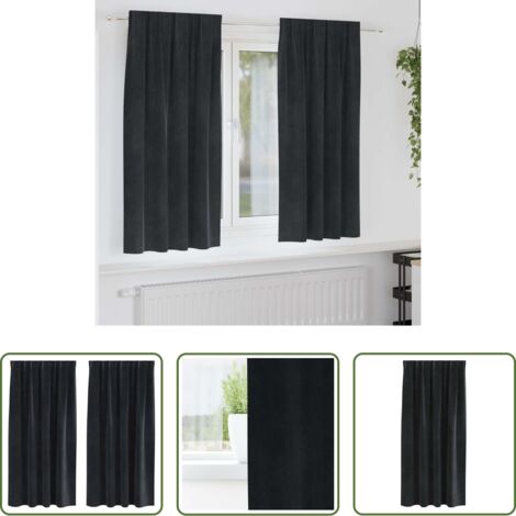 Cortinas negras -  Cortinas opacas 2 pcs Negro 140 x 175 cm Terciopelo