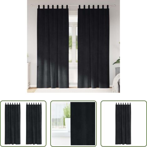 Cortinas negras -  Cortinas opacas 2 pcs Negro 140 x 245 cm Terciopelo