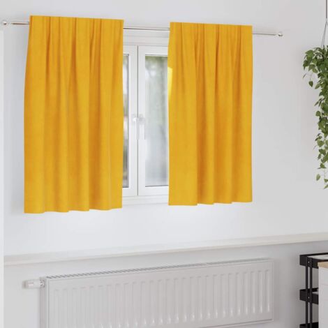 Cortinas opacas 2 pcs Amarillo Mostaza 140 x 140 cm Terciopelo