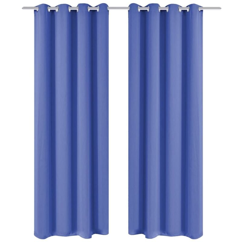 

Cortinas opacas 2 piezas con ojales de metal 135x175 cm azul - Azul