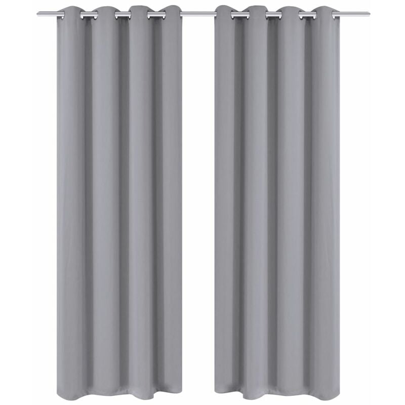 

Cortinas opacas 2 piezas con ojales de metal 135x175 cm gris