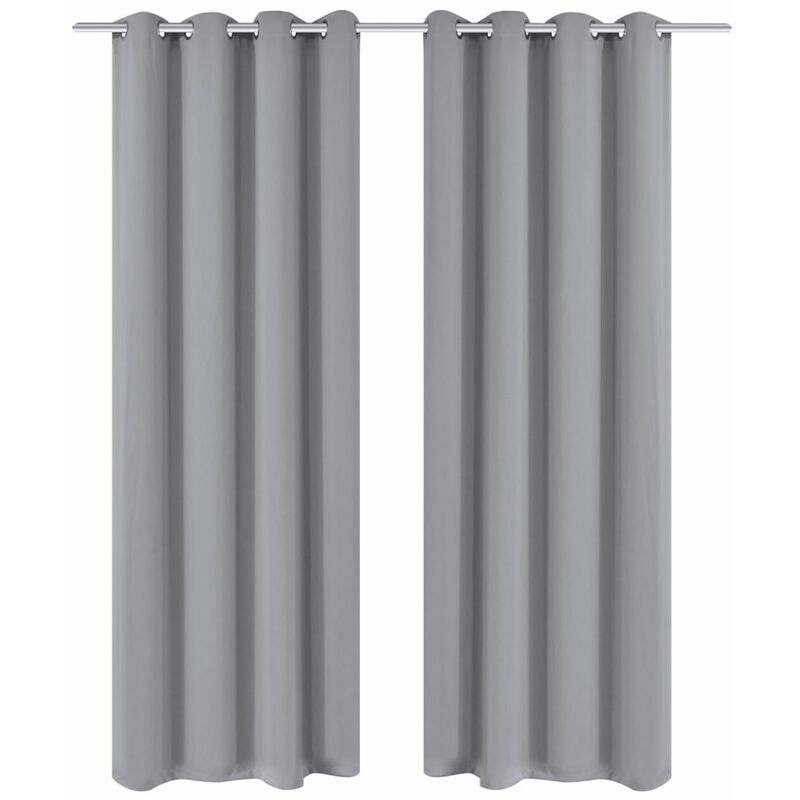 

Cortinas opacas 2 piezas con ojales de metal 135x175 cm gris