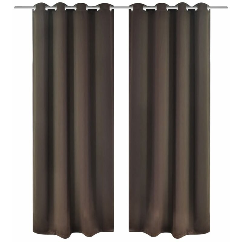 

Cortinas opacas 2 piezas con ojales de metal 135x175 cm marrón