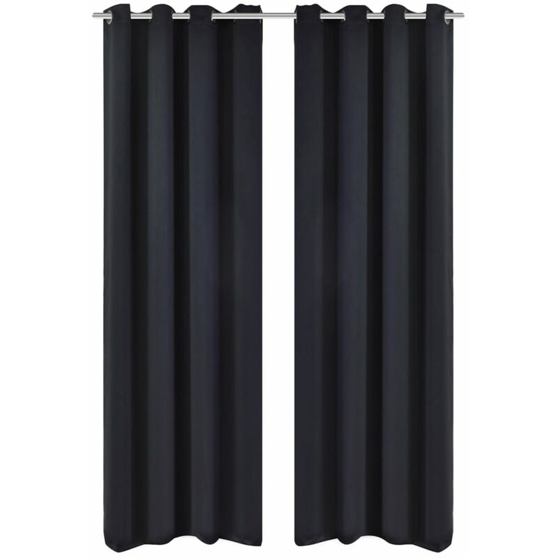 

Cortinas opacas 2 piezas con ojales de metal 135x175 cm negras - Negro