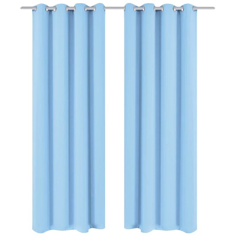 

Cortinas opacas 2 piezas con ojales de metal 135x175cm turquesa - Turquesa