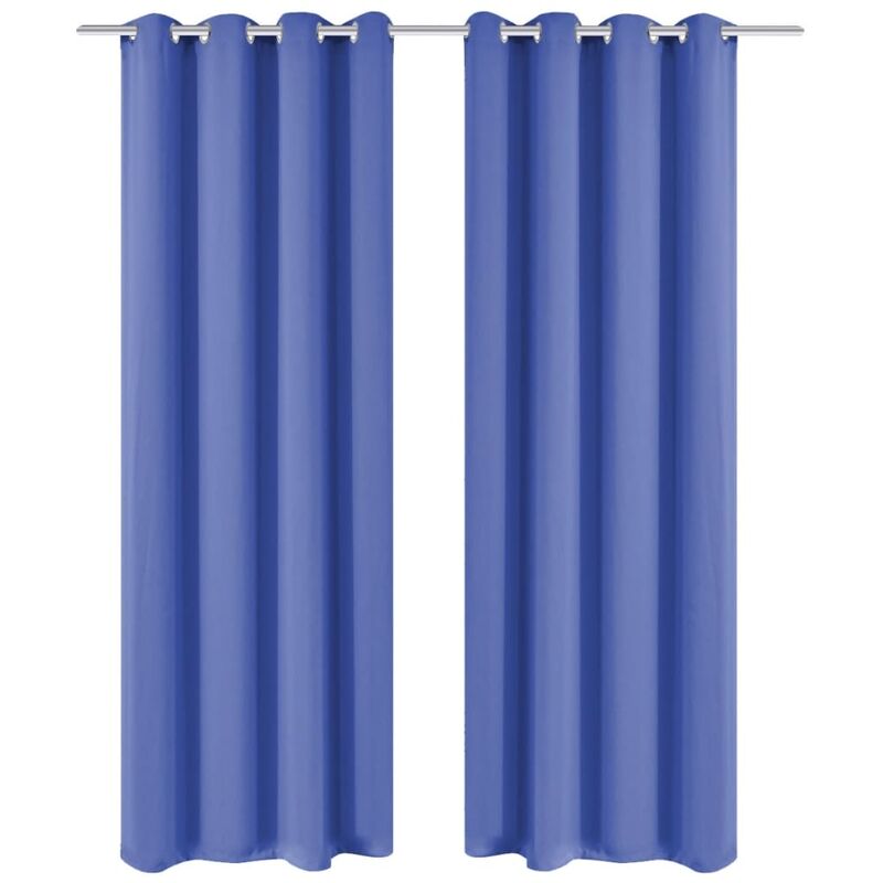 

Cortinas opacas 2 piezas con ojales de metal 135x245cm azul - Azul