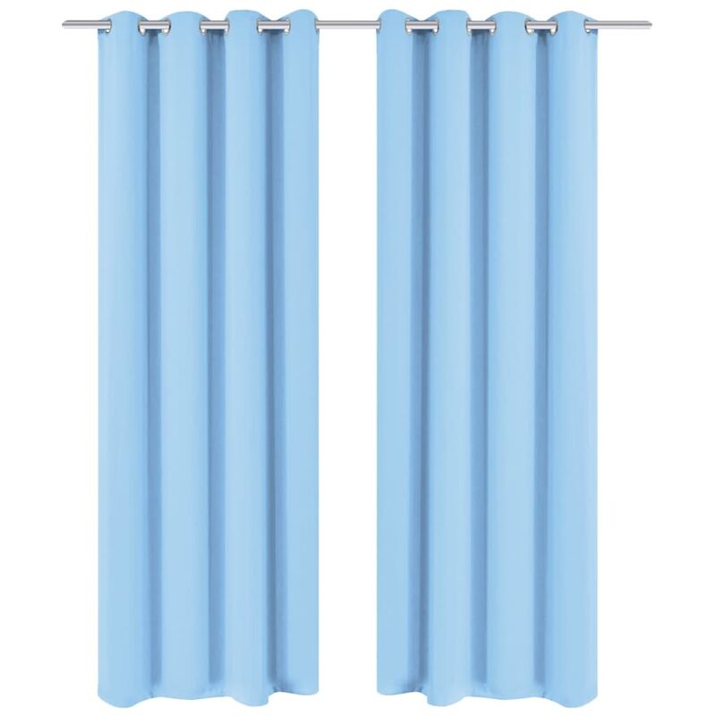 

Cortinas opacas 2 piezas con ojales de metal 135x245cm turquesa - Turquesa