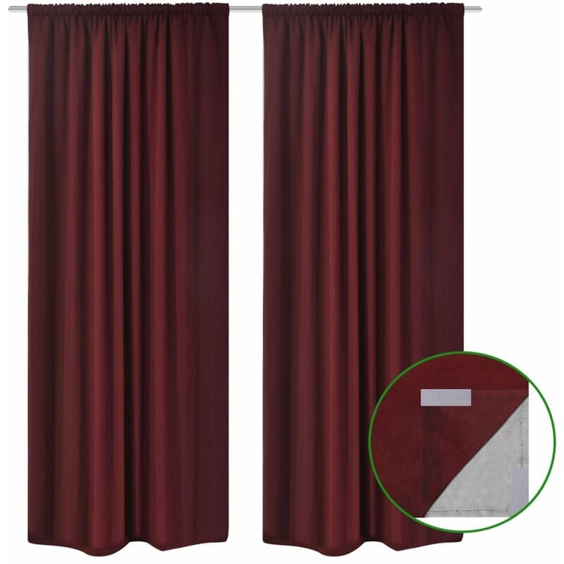 

Cortinas opacas 2 piezas doble capa 140x175 cm burdeos - Rojo