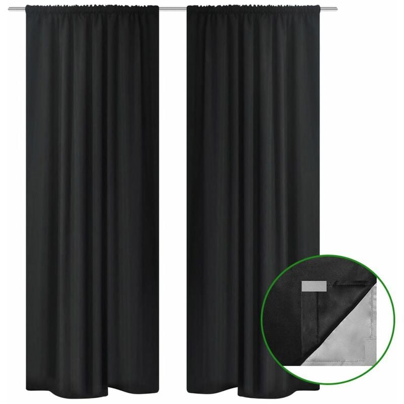 

Cortinas opacas 2 piezas doble capa 140x175 cm negra