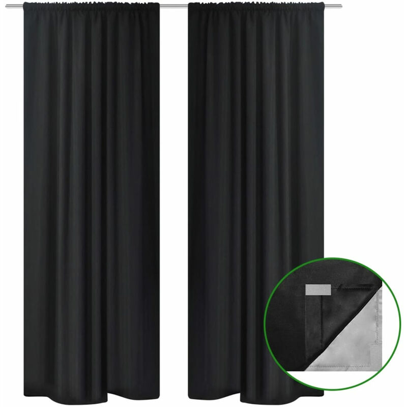 

Cortinas opacas 2 ud doble capa 140x245 cm negro ahorro energia