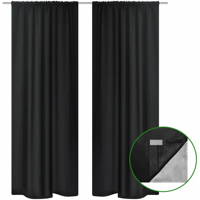 

Cortinas opacas 2 ud doble capa 140x245 cm negro ahorro energía - Negro