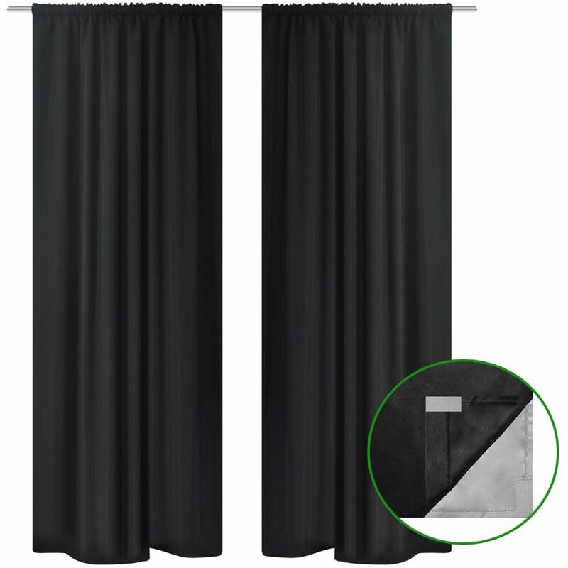 

Cortinas opacas 2 ud doble capa 140x245 cm negro ahorro energía