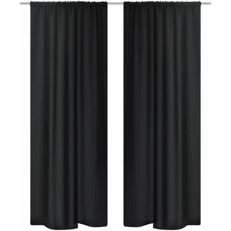 Cortinas opacas 2 ud doble capa 140x245 cm negro ahorro energía