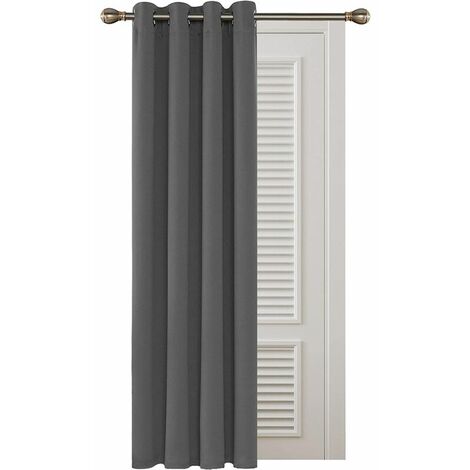 Cortinas opacas aislantes, 132x160 cm (Ancho x Alto), cortinas de salón y dormitorio, diseño moderno, con ojales, gris claro, 1 pieza