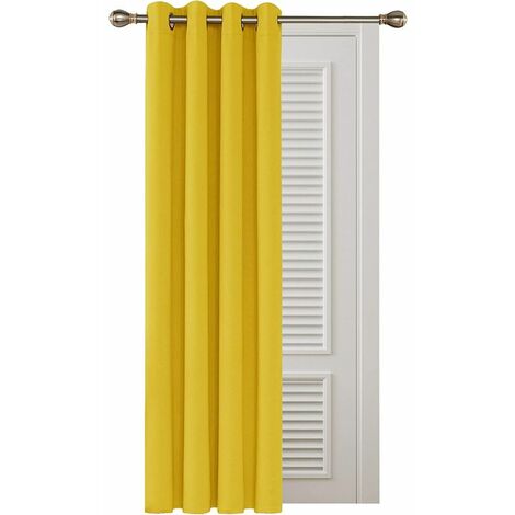 Cortinas opacas aislantes, 132x160 cm (Ancho x Alto), cortinas para salón y dormitorio, diseño moderno, con ojales, amarillo, 1 pieza