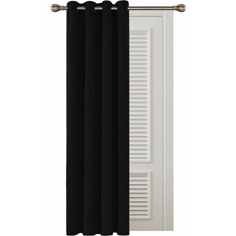 Cortinas opacas aislantes, 132x160 cm (Ancho x Alto), cortinas para salón y dormitorio, diseño moderno, con ojales, negro, 1 pieza