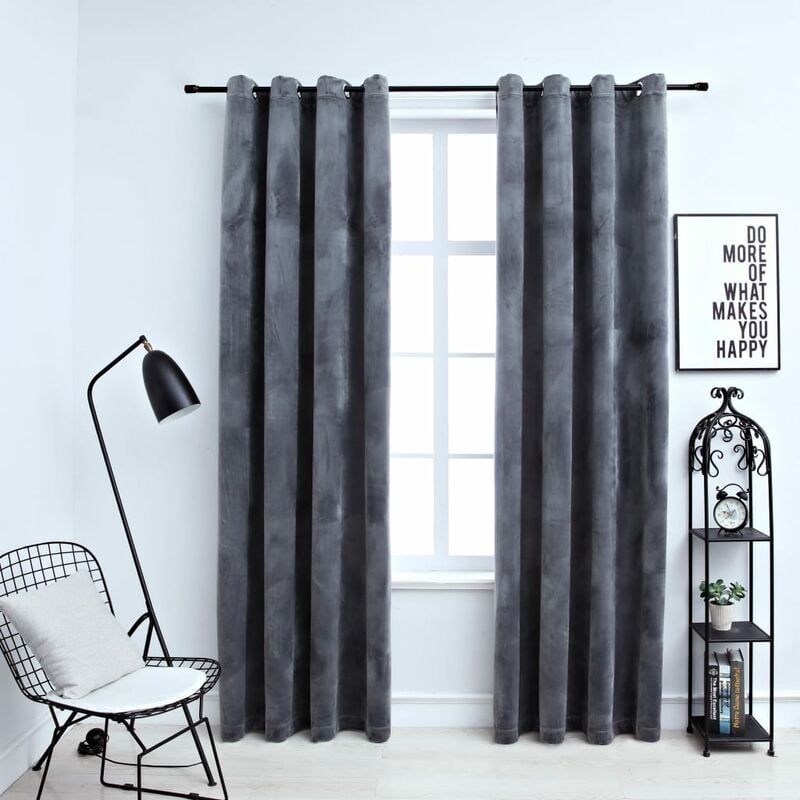 

Cortinas opacas anillas 2 uds terciopelo antracita 140x245 cm