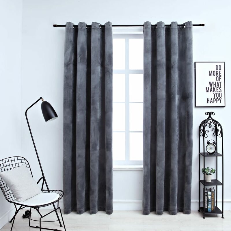 

Cortinas opacas anillas 2 uds terciopelo antracita 140x245 cm