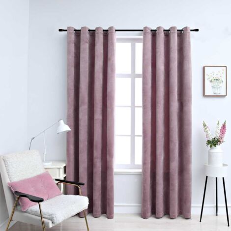 Cortinas opacas anillas 2 uds terciopelo rosa viejo 140x175 cm vidaXL367646