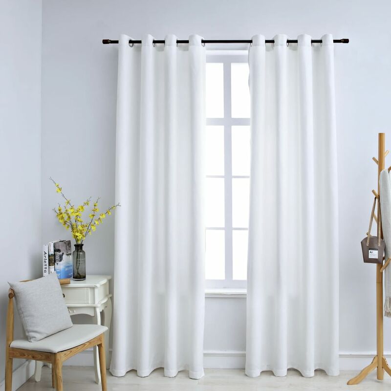 

Cortinas opacas anillas de metal 2 pzas blanco crudo 140x225 cm