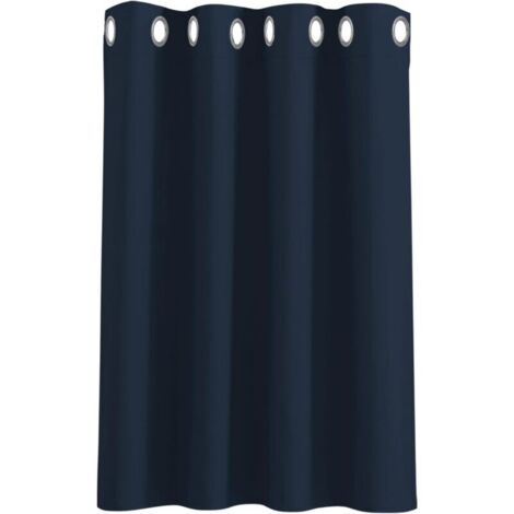 Cortinas opacas con aislamiento térmico y ojales para ventanas pequeñas, decoración de cocina y dormitorio. Bloquean la luz. 132 cm de ancho x 90 cm de alto. Azul oscuro. 1 panel.