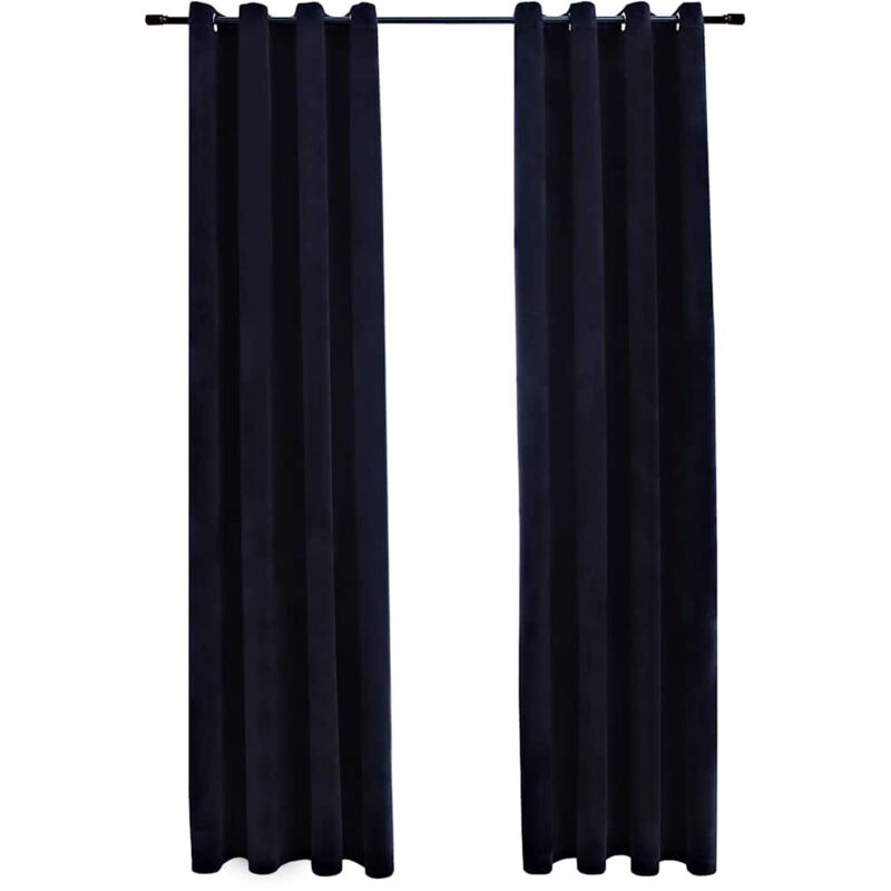 

vidaXL Cortinas opacas con anillas 2 pzas terciopelo negro 140x175 cm - Negro