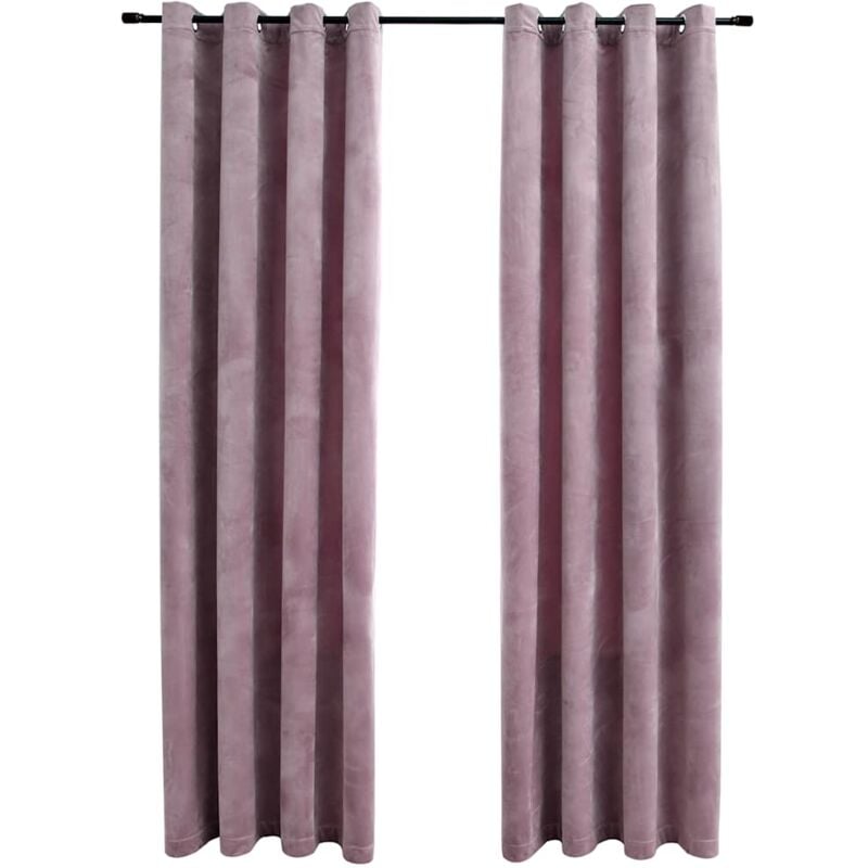 

Cortinas opacas anillas 2 uds terciopelo rosa viejo 140x175 cm - Rosa - Vidaxl