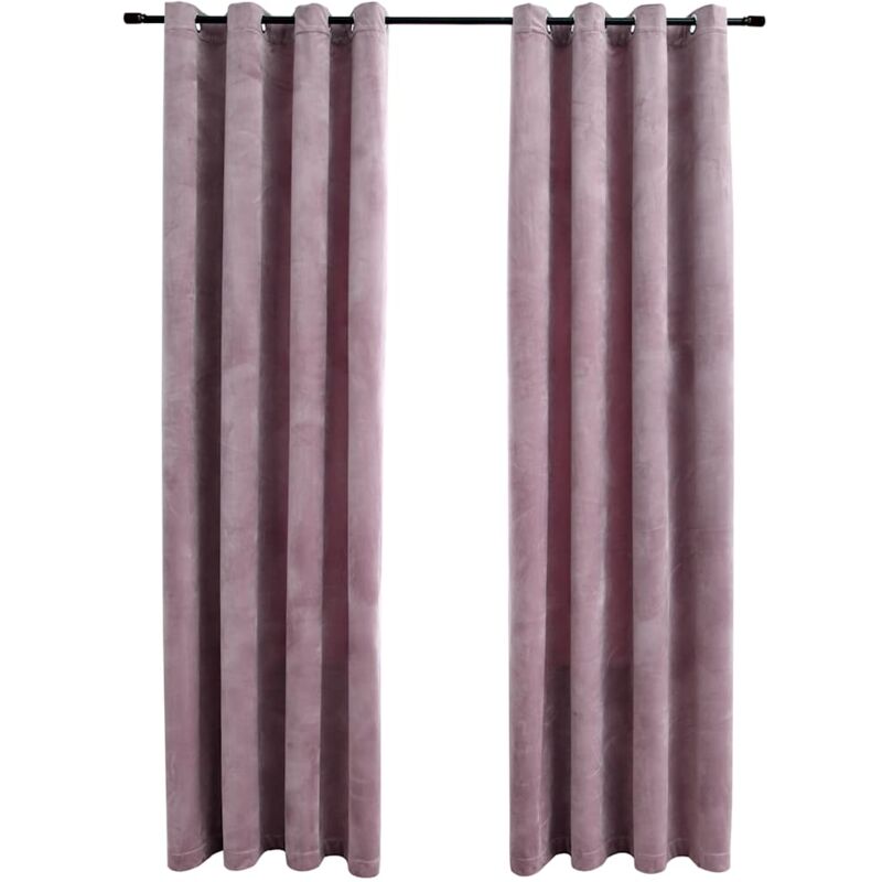 

Cortinas opacas anillas 2 uds terciopelo rosa viejo 140x225 cm - Rosa - Vidaxl