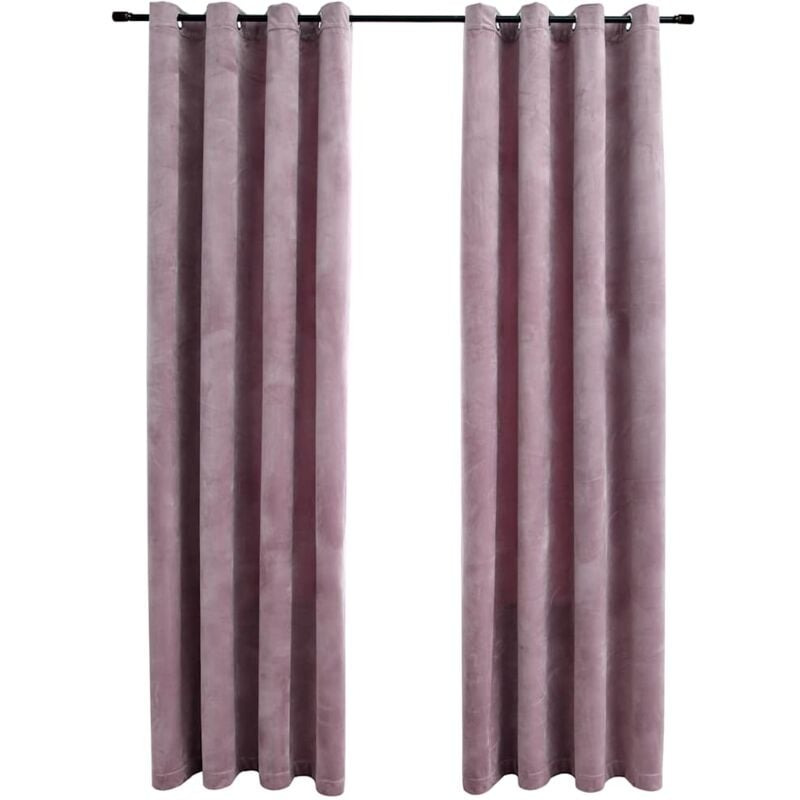 

Cortinas opacas anillas 2 pzas terciopelo rosa viejo 140x245 cm - Rosa - Vidaxl