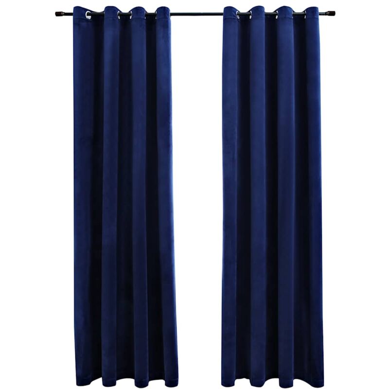 

Cortinas opacas anillas 2 pzas terciopelo azul oscuro 140x245cm - Azul - Vidaxl