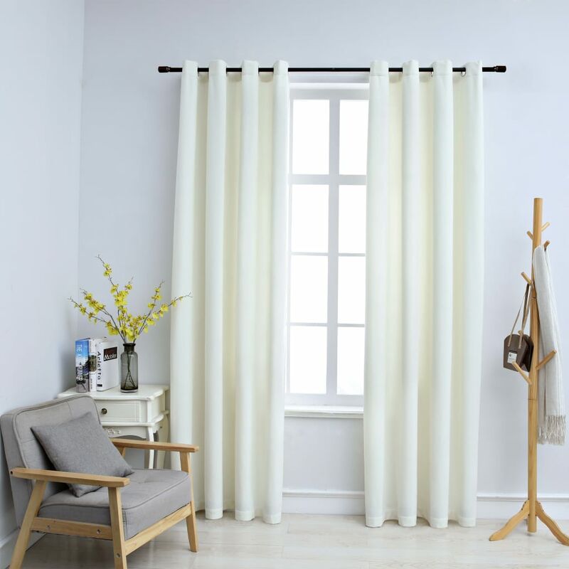 

Cortinas opacas con anillas 2 uds terciopelo crema 140x175 cm - Crema