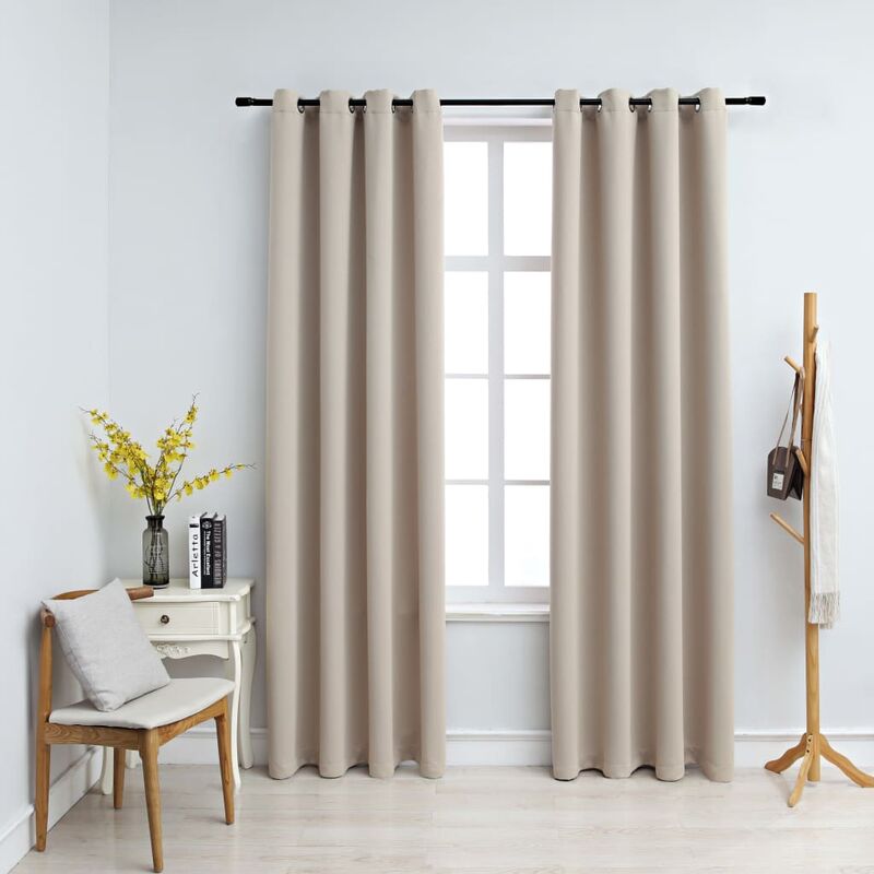 

Cortinas opacas con anillas de metal 2 piezas beige 140x175 cm