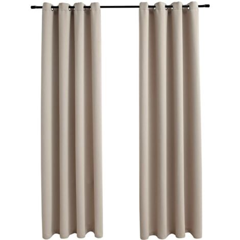 Cortinas opacas con anillas de metal 2 piezas beige 140x245 cm vidaXL
