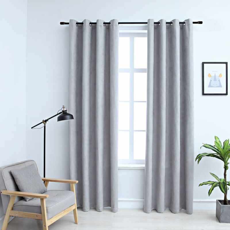 

Cortinas opacas con anillas de metal 2 piezas gris 140x225 cm - Gris