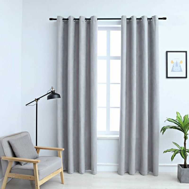 

Cortinas opacas con anillas de metal 2 pzs gris 140x175 cm